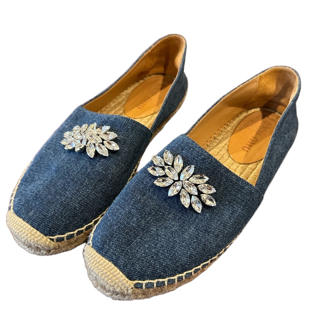 MIU MIU Crystal Embellished Espadrilles sz 38/ US 7.5 Authentic